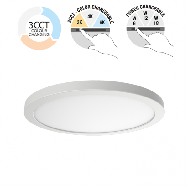 Relco LED NOVE Ein-, Aufbau Leuchte Multi Watt versch. Lichtfarben C-R 225 6-12-18W CELL 3CCT WHITE